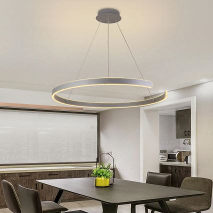 LED Stmívatelný lustr na lanku LED/100W/230V 3000-6500K pr. 80 cm + dálkové ovládání