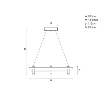 LED Stmívatelný lustr na lanku LED/100W/230V 3000-6500K pr. 60 cm + dálkové ovládání