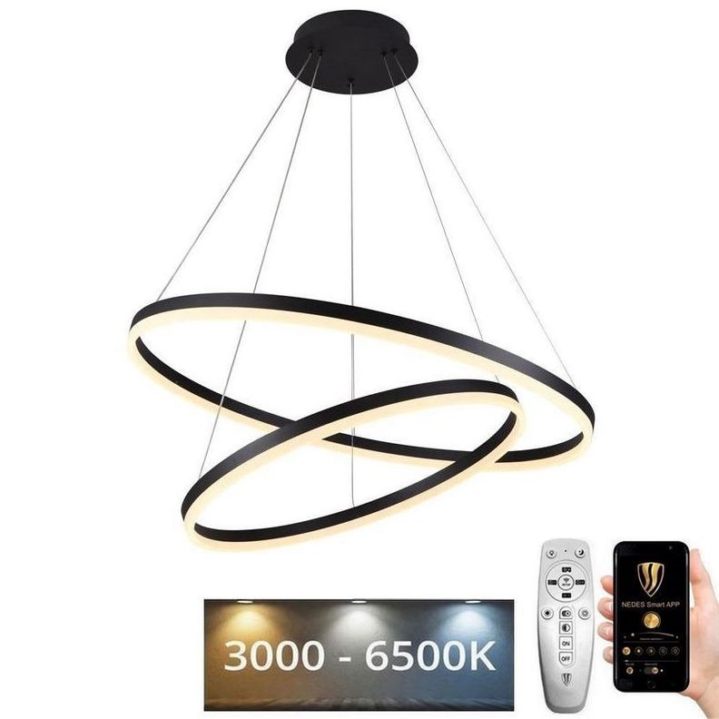 LED Stmívatelný lustr na lanku LED/100W/230V 3000-6500K pr. 80 cm + dálkové ovládání