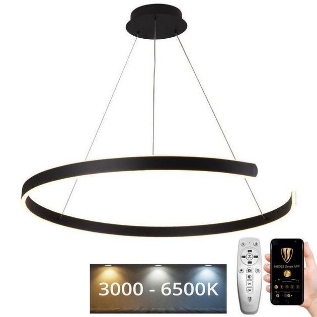 LED Stmívatelný lustr na lanku LED/100W/230V 3000-6500K pr. 80 cm + dálkové ovládání