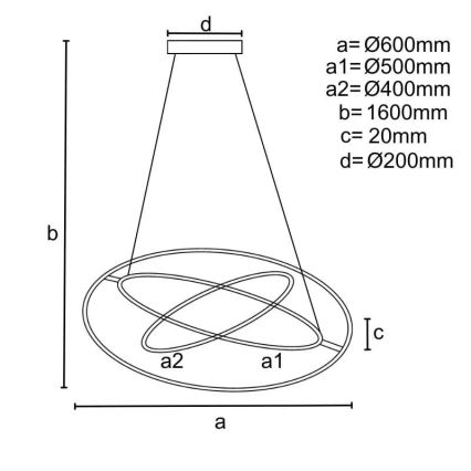 LED Stmívatelný lustr na lanku LED/105W/230V 3000-6500K pr. 60 cm + dálkové ovládání