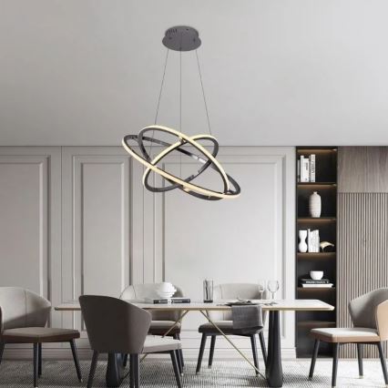 LED Stmívatelný lustr na lanku LED/105W/230V 3000-6500K pr. 60 cm + dálkové ovládání