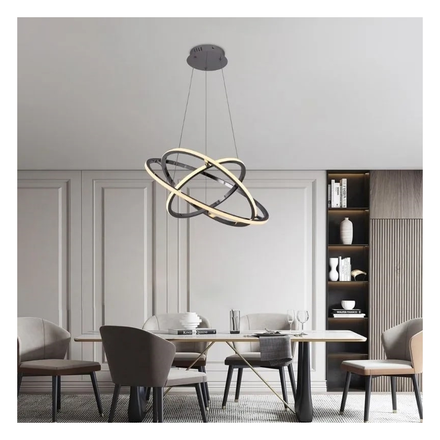 LED Stmívatelný lustr na lanku LED/105W/230V 3000-6500K pr. 60 cm + dálkové ovládání