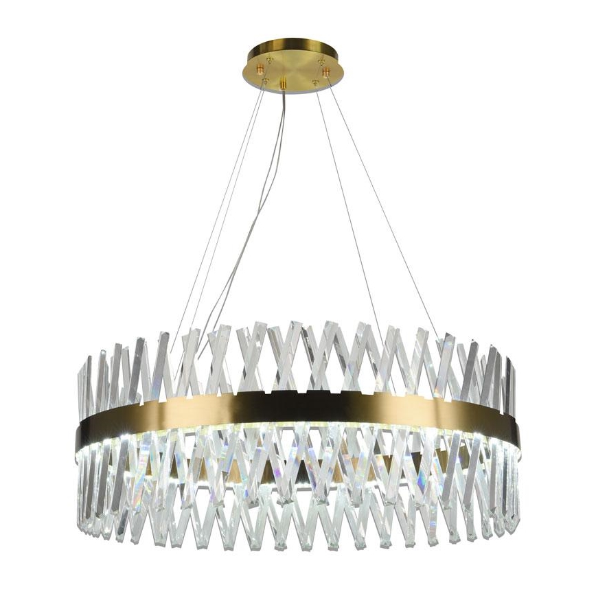 LED Stmívatelný křišťálový lustr na lanku LED/110W/230V 3000-6500K zlatá + dálkové ovládání