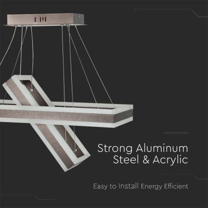 LED Stmívatelný lustr na lanku LED/113W/230V 3000K hnědá