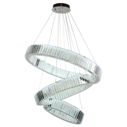 LED Stmívatelný křišťálový lustr na lanku LED/115W/230V 3000-6500K lesklý chrom + dálkové ovládání