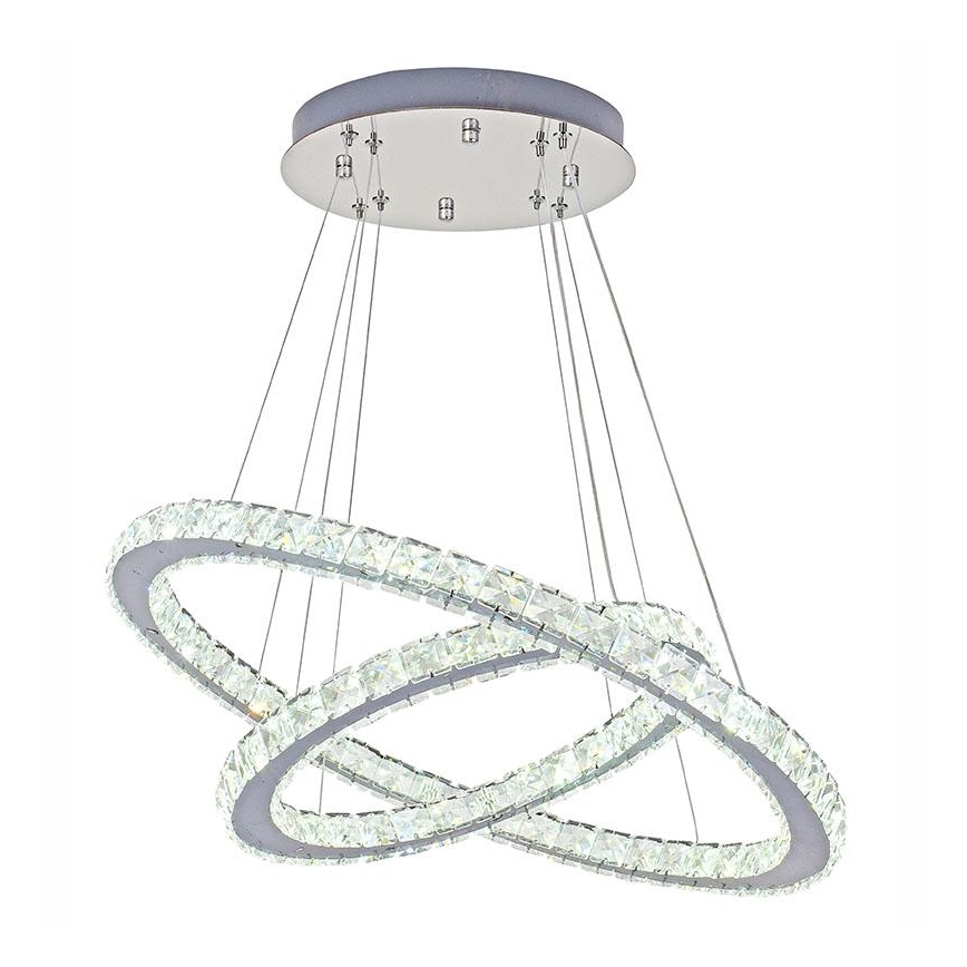 LED Stmívatelný křišťálový lustr na lanku LED/115W/230V 3000-6500K stříbrná + dálkové ovládání