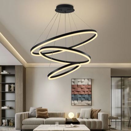 LED Stmívatelný lustr na lanku LED/125W/230V 3000-6500K pr. 80 cm + dálkové ovládání