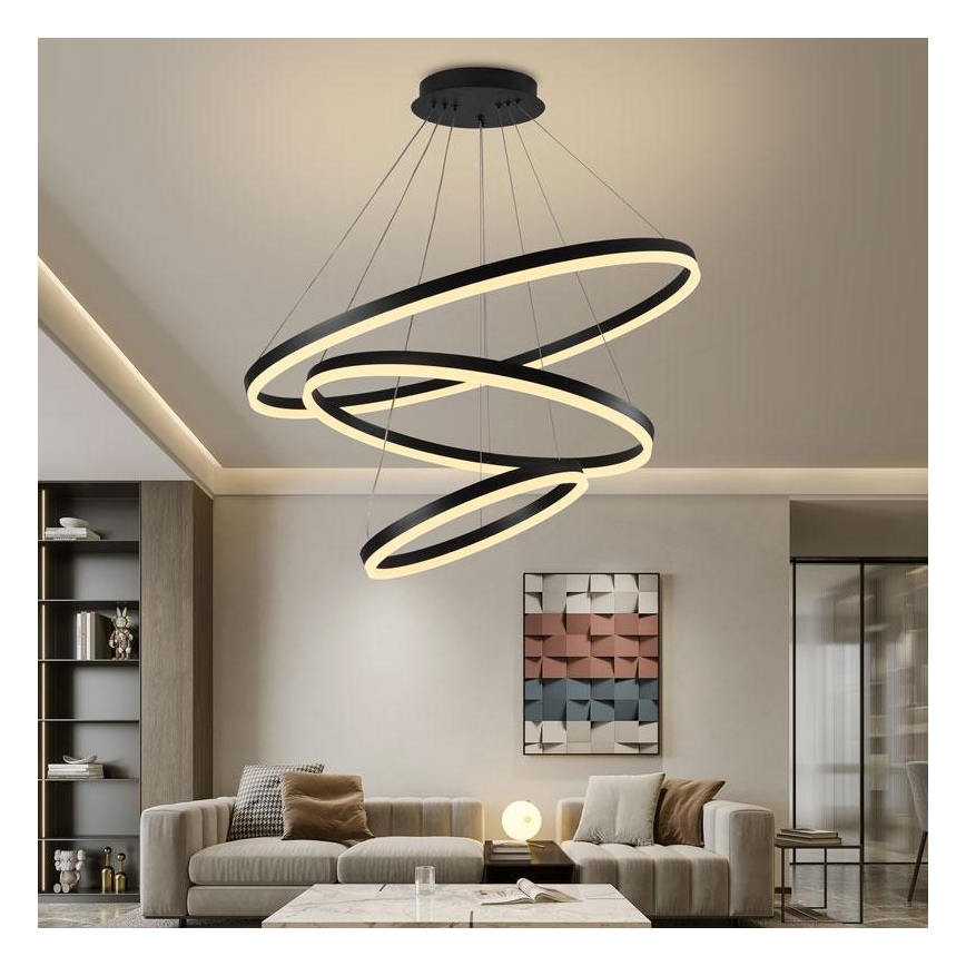 LED Stmívatelný lustr na lanku LED/125W/230V 3000-6500K pr. 80 cm + dálkové ovládání