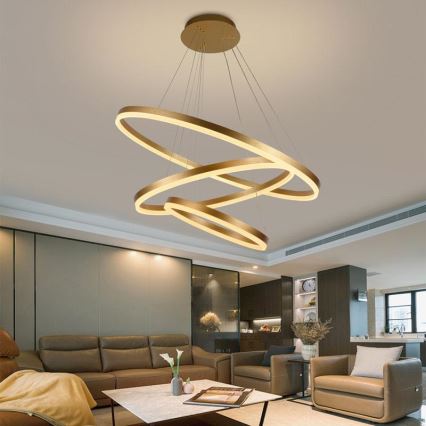 LED Stmívatelný lustr na lanku LED/125W/230V 3000-6500K pr. 80 cm + dálkové ovládání