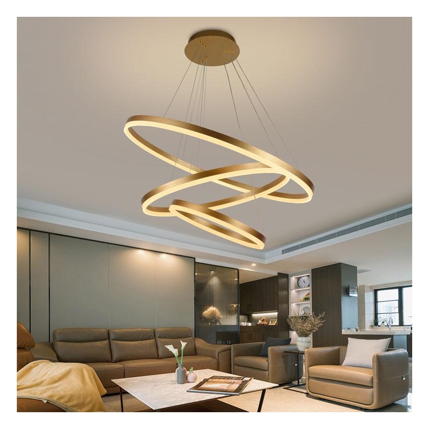 LED Stmívatelný lustr na lanku LED/125W/230V 3000-6500K pr. 80 cm + dálkové ovládání