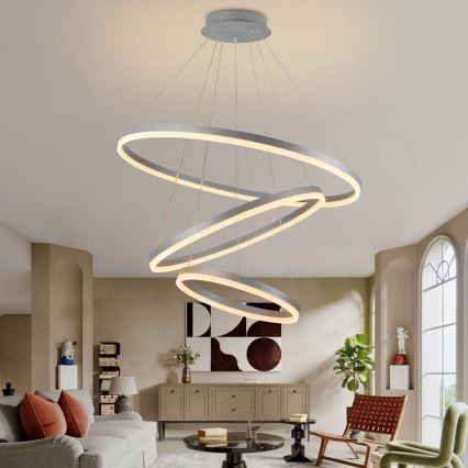 LED Stmívatelný lustr na lanku LED/125W/230V 3000-6500K pr. 80 cm + dálkové ovládání