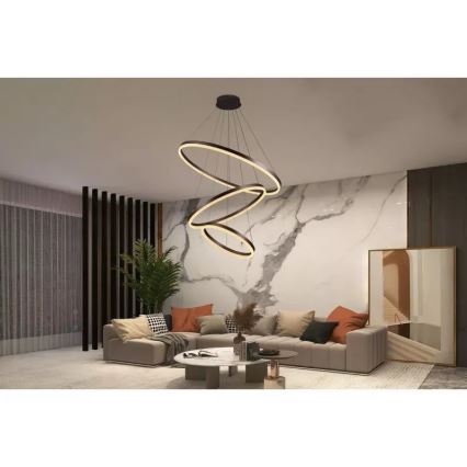 LED Stmívatelný lustr na lanku LED/125W/230V 3000-6500K pr. 80 cm + dálkové ovládání