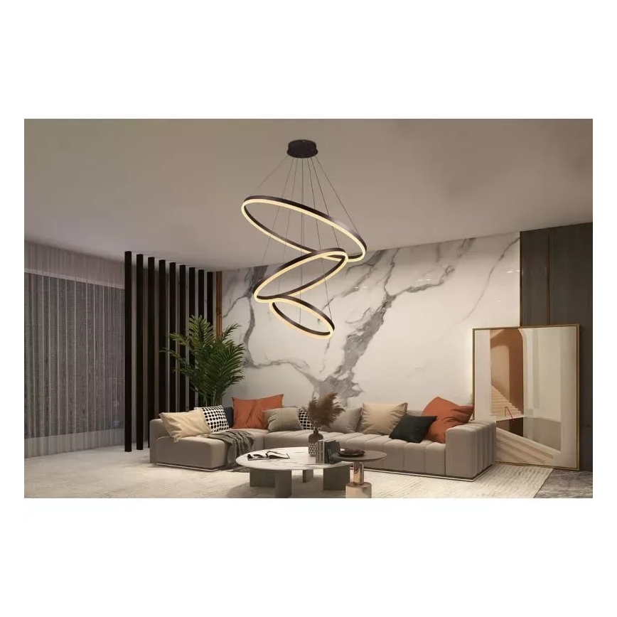 LED Stmívatelný lustr na lanku LED/125W/230V 3000-6500K pr. 80 cm + dálkové ovládání
