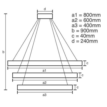 LED Stmívatelný lustr na lanku LED/125W/230V 3000-6500K pr. 80 cm + dálkové ovládání