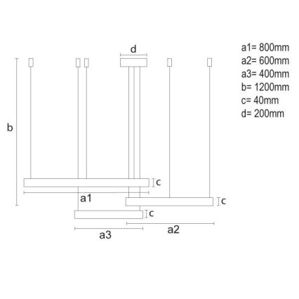 LED Stmívatelný lustr na lanku LED/125W/230V 3000-6500K + dálkové ovládání