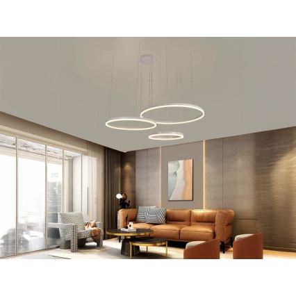 LED Stmívatelný lustr na lanku LED/125W/230V 3000-6500K + dálkové ovládání