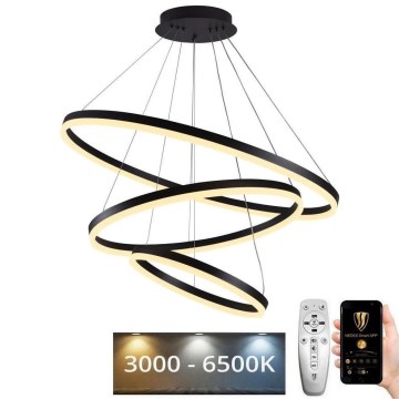 LED Stmívatelný lustr na lanku LED/125W/230V 3000-6500K pr. 80 cm + dálkové ovládání
