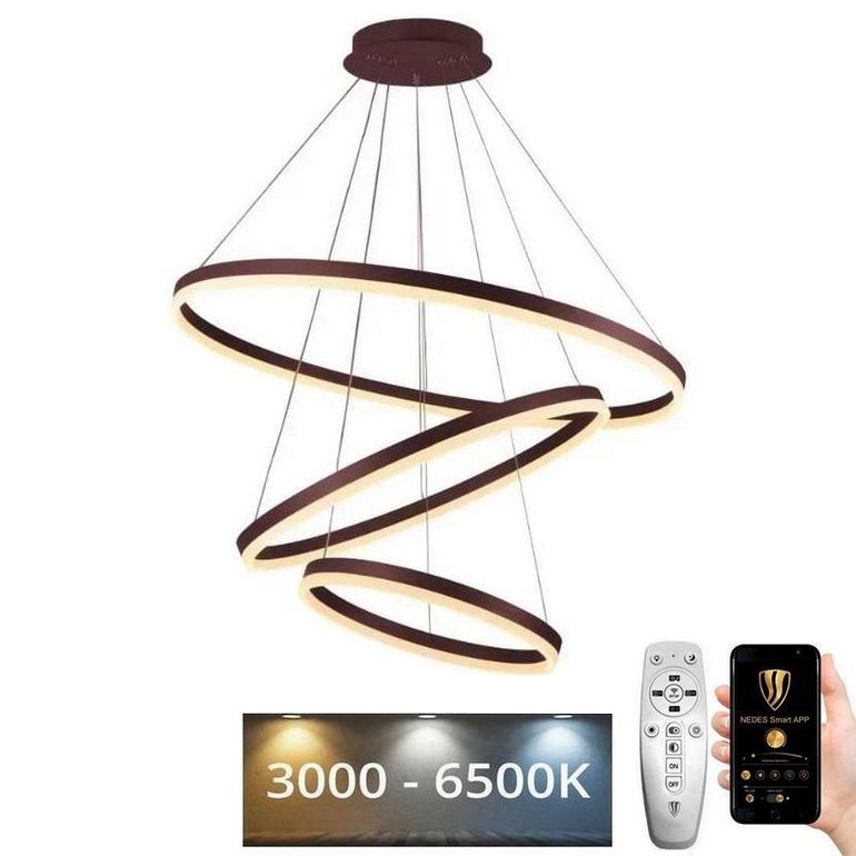 LED Stmívatelný lustr na lanku LED/125W/230V 3000-6500K pr. 80 cm + dálkové ovládání