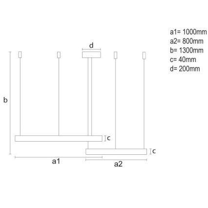 LED Stmívatelný lustr na lanku LED/128W/230V 3000-6500K + dálkové ovládání