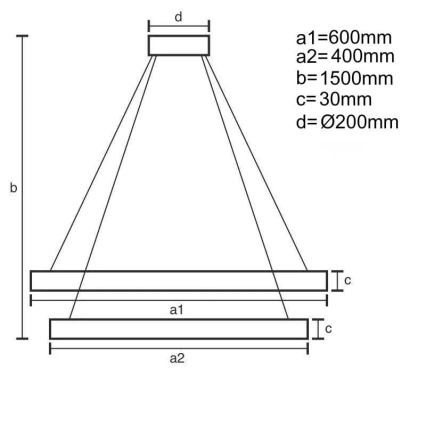 LED Stmívatelný lustr na lanku LED/130W/230V 3000-6500K + dálkové ovládání