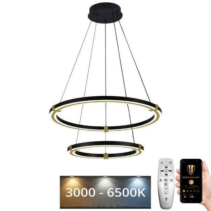 LED Stmívatelný lustr na lanku LED/130W/230V 3000-6500K pr. 60 cm + dálkové ovládání