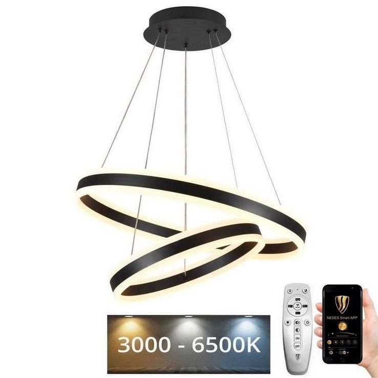 LED Stmívatelný lustr na lanku LED/135W/230V 3000-6500K pr. 60 cm + dálkové ovládání