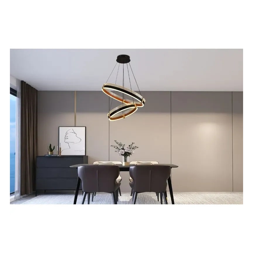 LED Stmívatelný lustr na lanku LED/140W/230V 3000-6500K pr. 60 cm + dálkové ovládání