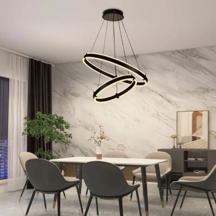 LED Stmívatelný lustr na lanku LED/140W/230V 3000-6500K pr. 60 cm + dálkové ovládání