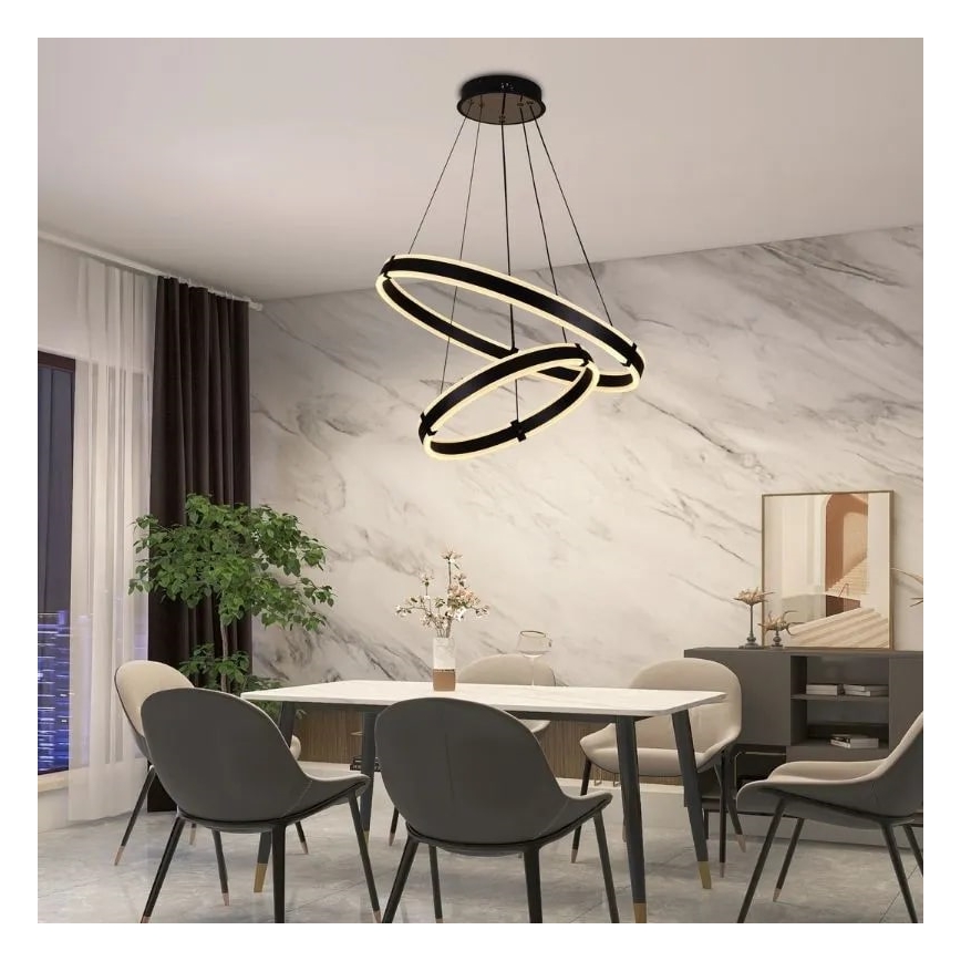 LED Stmívatelný lustr na lanku LED/140W/230V 3000-6500K pr. 60 cm + dálkové ovládání