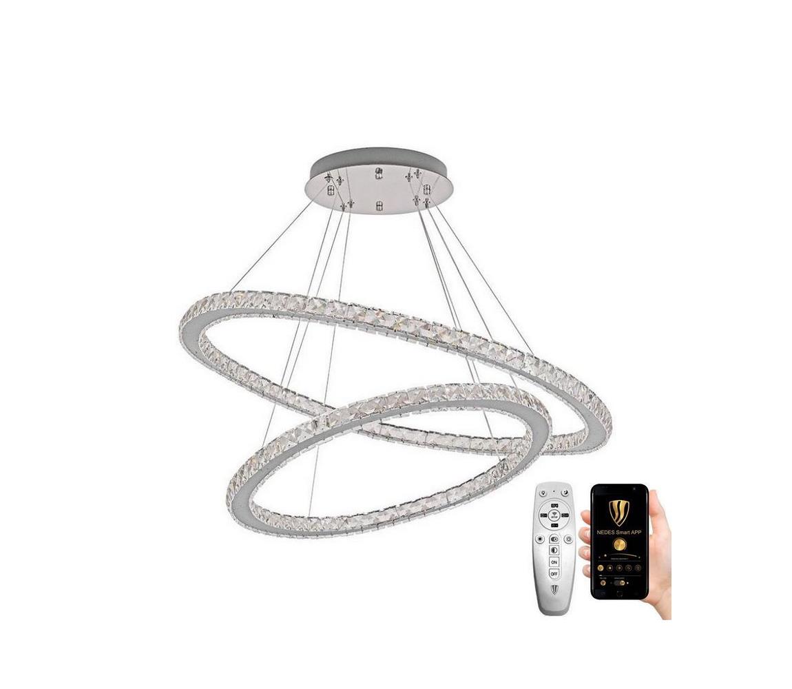 NEDES LED Stmívatelný lustr na lanku LED/160W/230V 3000-6500K stříbrná + DO ND3554