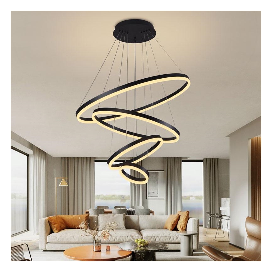 LED Stmívatelný lustr na lanku LED/165W/230V 3000-6500K + dálkové ovládání