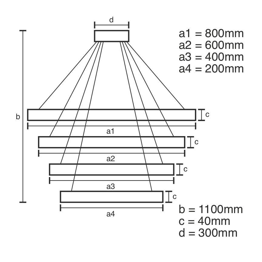 LED Stmívatelný lustr na lanku LED/165W/230V 3000-6500K + dálkové ovládání