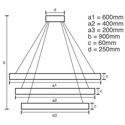 LED Stmívatelný lustr na lanku LED/165W/230V 3000-6500K + dálkové ovládání