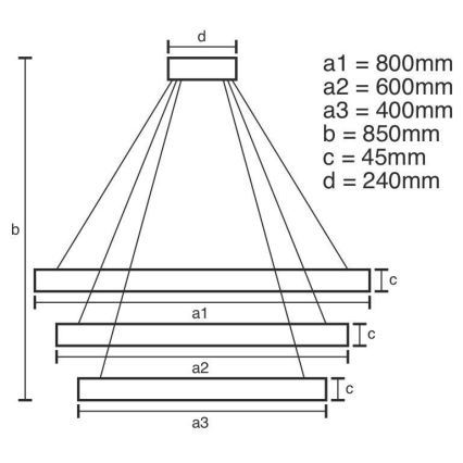 LED Stmívatelný lustr na lanku LED/220W/230V 3000-6500K pr. 80 cm + dálkové ovládání