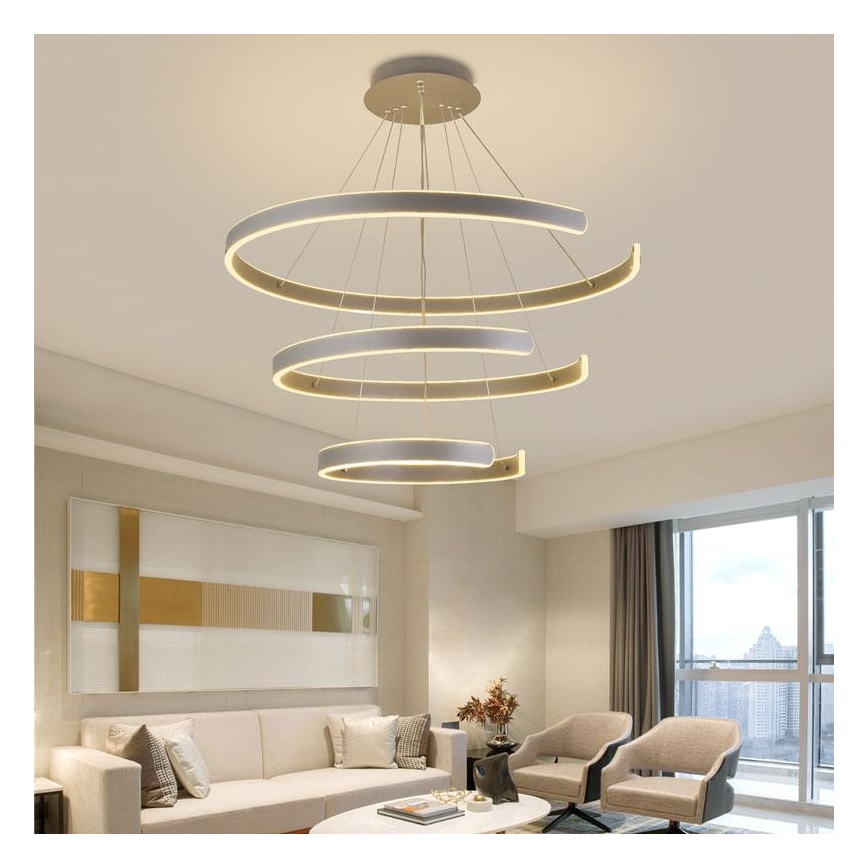LED Stmívatelný lustr na lanku LED/220W/230V 3000-6500K pr. 80 cm + dálkové ovládání