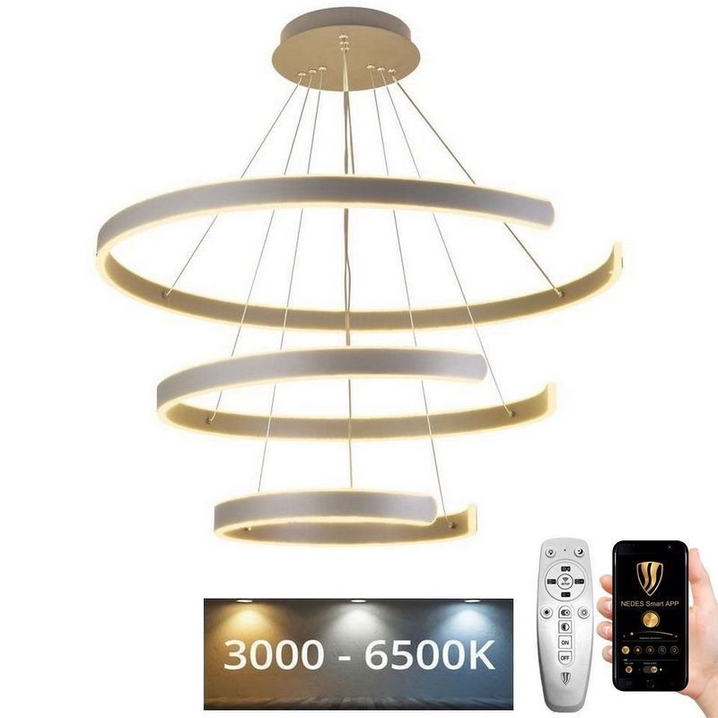 LED Stmívatelný lustr na lanku LED/220W/230V 3000-6500K pr. 80 cm + dálkové ovládání