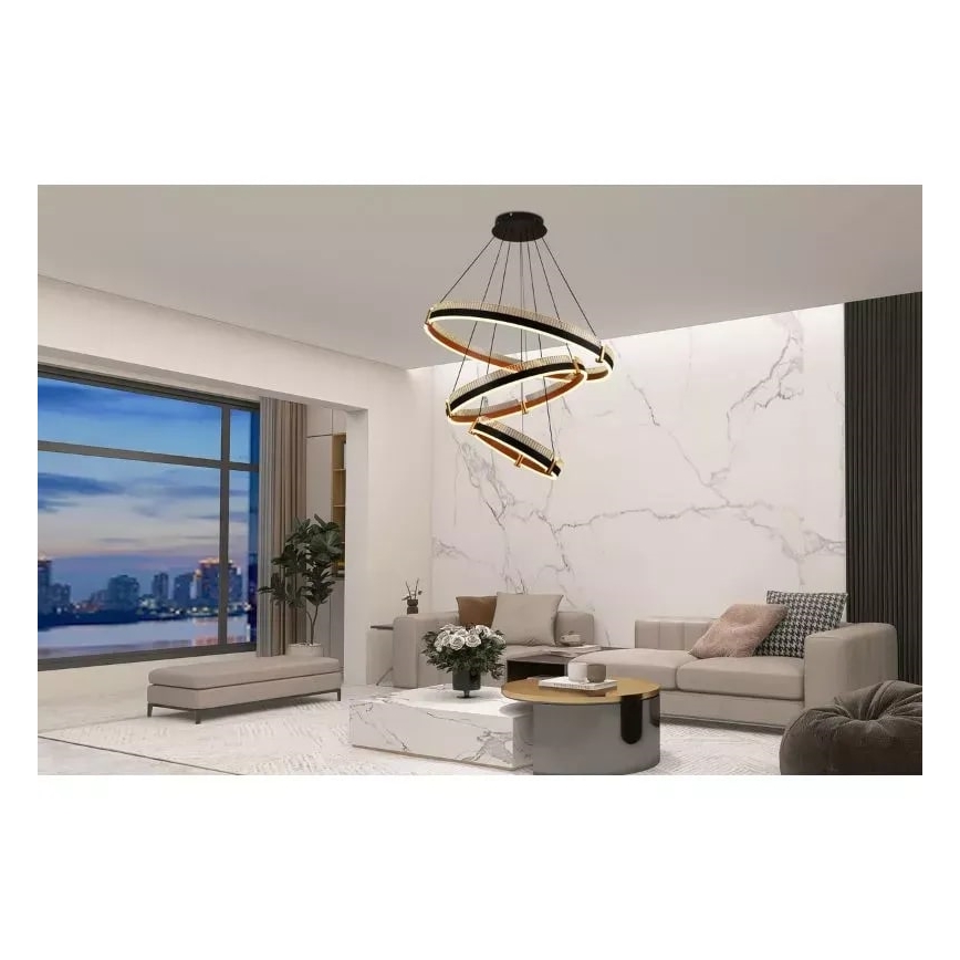 LED Stmívatelný lustr na lanku LED/240W/230V 3000-6500K pr. 80 cm + dálkové ovládání