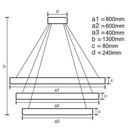 LED Stmívatelný lustr na lanku LED/240W/230V 3000-6500K pr. 80 cm + dálkové ovládání