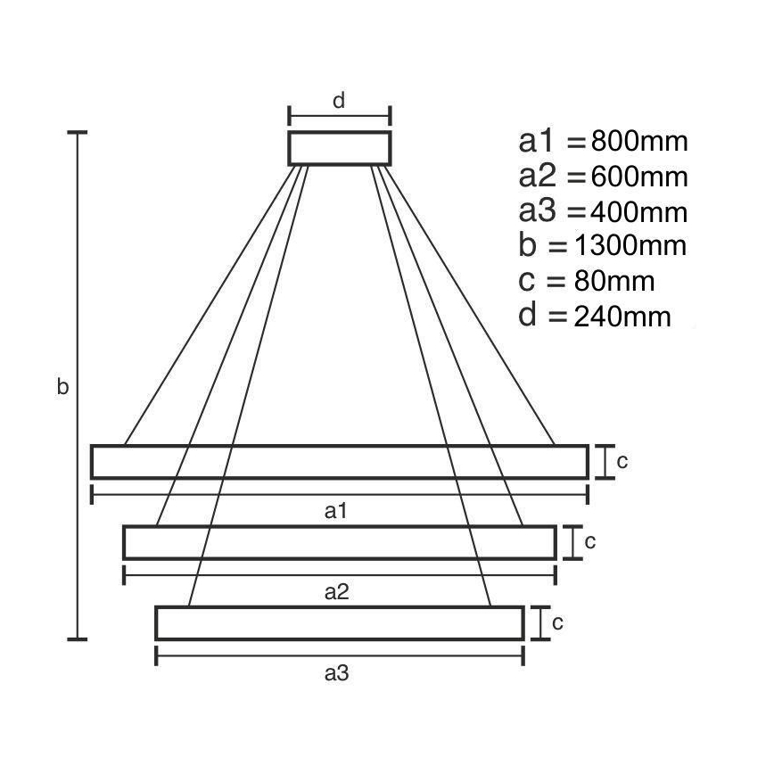 LED Stmívatelný lustr na lanku LED/240W/230V 3000-6500K pr. 80 cm + dálkové ovládání