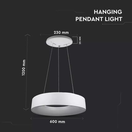 LED Stmívatelný lustr na lanku LED/30W/230V