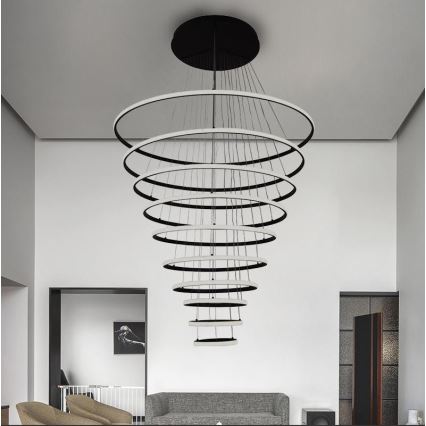 LED Stmívatelný lustr na lanku LED/365W/230V 3000-6500K pr. 100 cm + dálkové ovládání