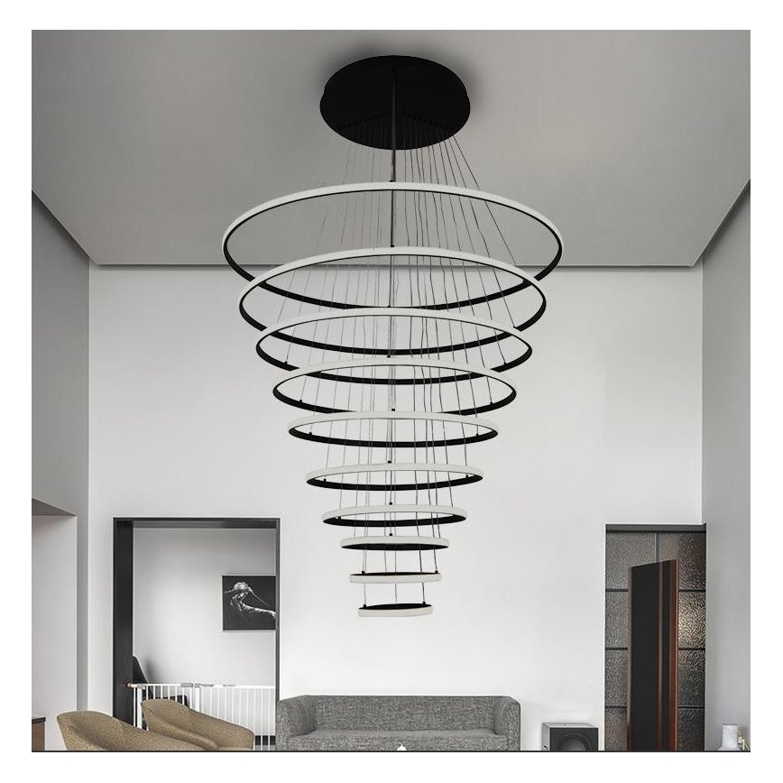 LED Stmívatelný lustr na lanku LED/365W/230V 3000-6500K pr. 100 cm + dálkové ovládání