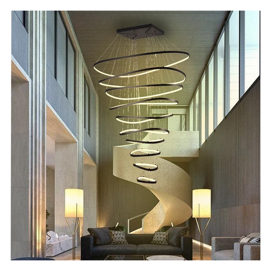 LED Stmívatelný lustr na lanku LED/370W/230V 3000-6500K pr. 100 cm + dálkové ovládání