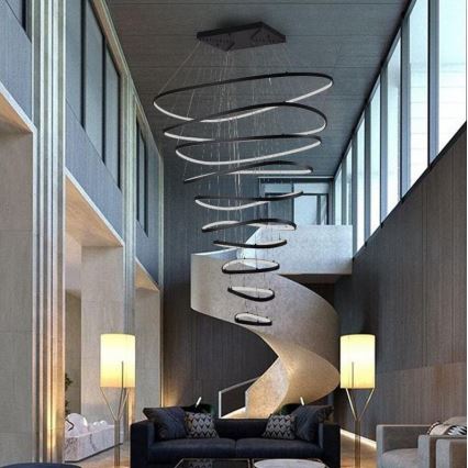 LED Stmívatelný lustr na lanku LED/370W/230V 3000-6500K pr. 100 cm + dálkové ovládání