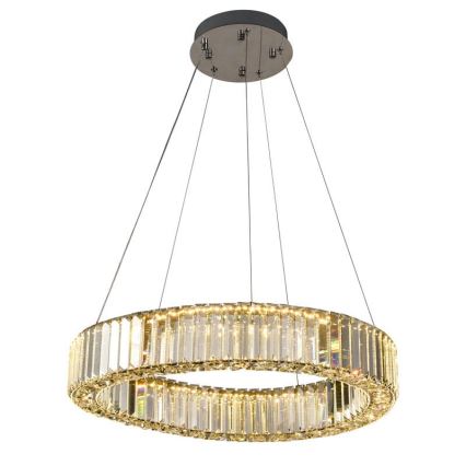 LED Stmívatelný křišťálový lustr na lanku LED/40W/230V 3000-6500K lesklý chrom + dálkové ovládání