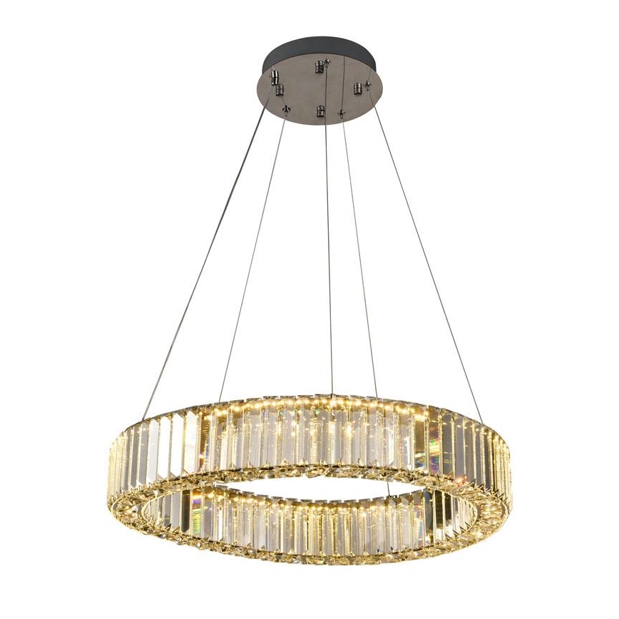LED Stmívatelný křišťálový lustr na lanku LED/40W/230V 3000-6500K lesklý chrom + dálkové ovládání