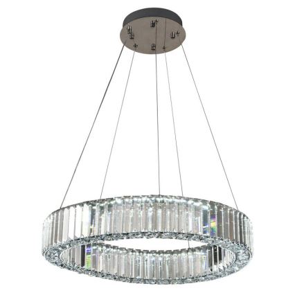 LED Stmívatelný křišťálový lustr na lanku LED/40W/230V 3000-6500K lesklý chrom + dálkové ovládání