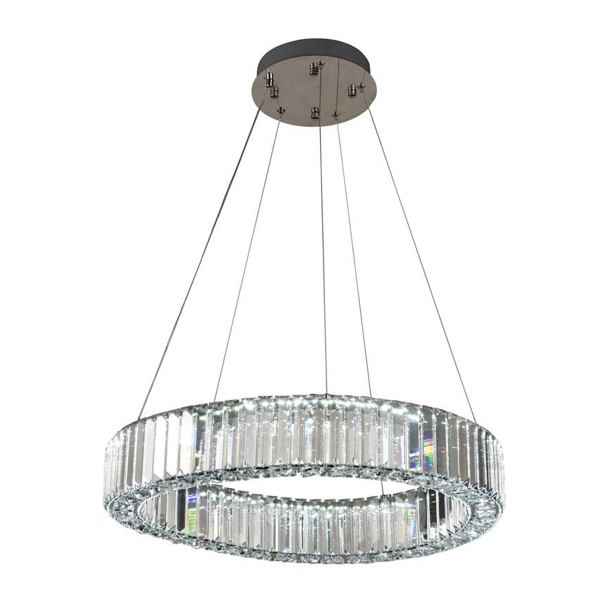 LED Stmívatelný křišťálový lustr na lanku LED/40W/230V 3000-6500K lesklý chrom + dálkové ovládání
