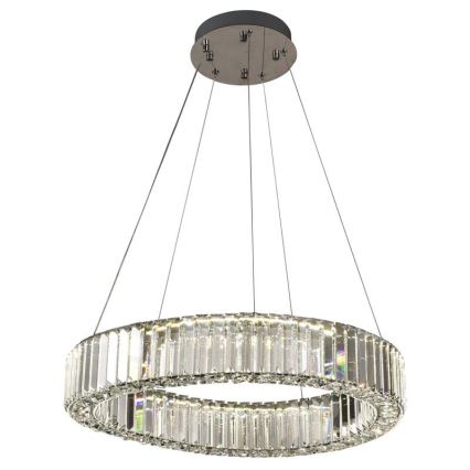 LED Stmívatelný křišťálový lustr na lanku LED/40W/230V 3000-6500K lesklý chrom + dálkové ovládání